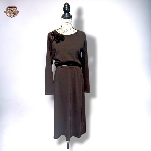 Vintage 90s Long Sleeve Two Piece Sweater Dress Skirt, Small - Picture 6 of 7